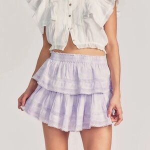 Loveshackfancy Violet Splash Hand‎ Dye Ruffle Mini Skirt